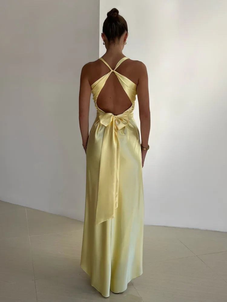 Celeste – Satin Tie Waist Maxi Dress