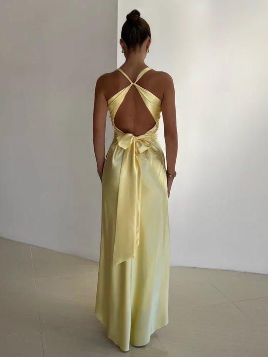 Celeste – Satin Tie Waist Maxi Dress