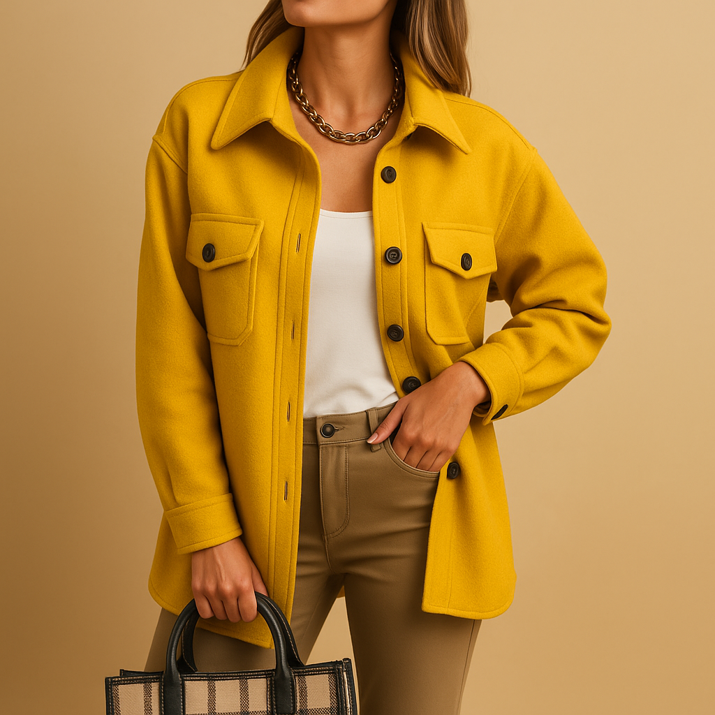Romy Women’s Overshirt Jacket – Long Sleeve Button Front Shacket