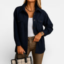 Romy Women’s Overshirt Jacket – Long Sleeve Button Front Shacket