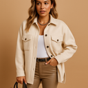 Romy Women’s Overshirt Jacket – Long Sleeve Button Front Shacket