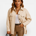 Romy Women’s Overshirt Jacket – Long Sleeve Button Front Shacket