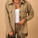 Romy Women’s Overshirt Jacket – Long Sleeve Button Front Shacket