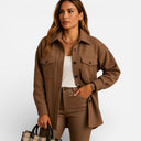 Romy Women’s Overshirt Jacket – Long Sleeve Button Front Shacket