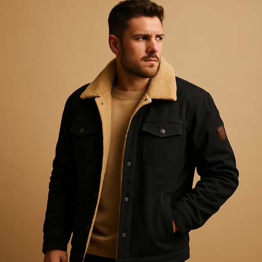 Tristan heren Sherpa jas – fleece gevoerde winter denim stijl jas