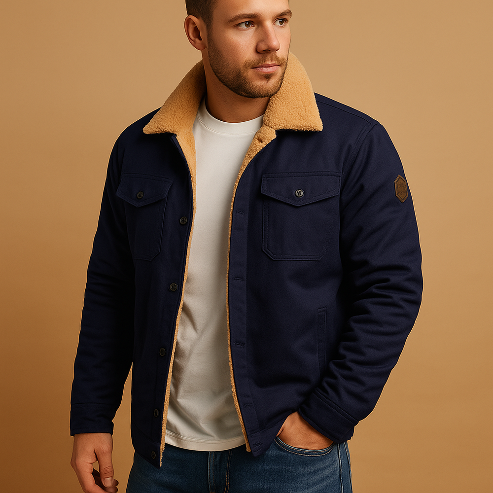 Tristan Men’s Sherpa Jacket – Fleece Lined Winter Denim Style Coat