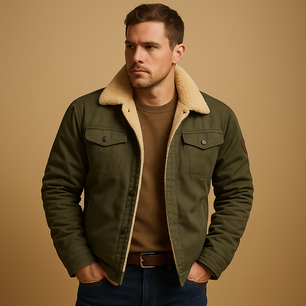 Tristan heren Sherpa jas – fleece gevoerde winter denim stijl jas