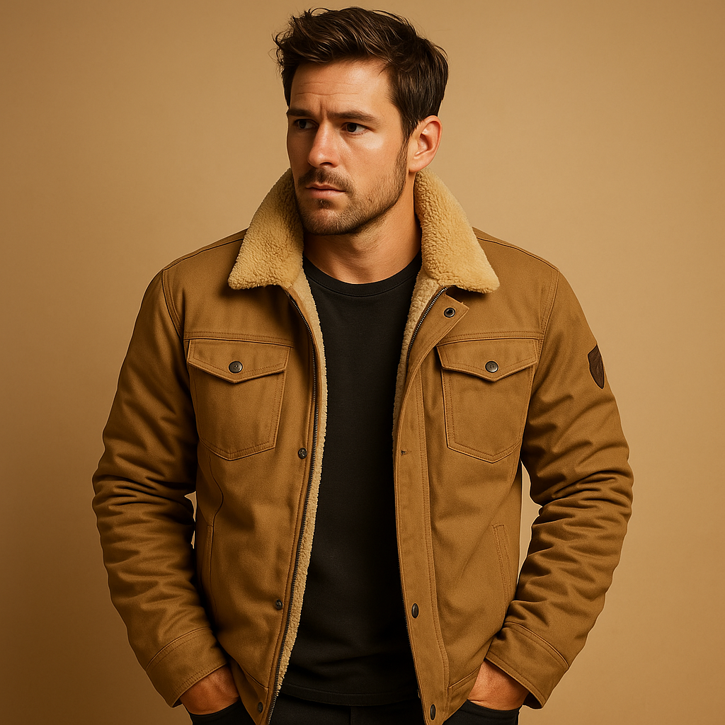 Tristan heren Sherpa jas – fleece gevoerde winter denim stijl jas