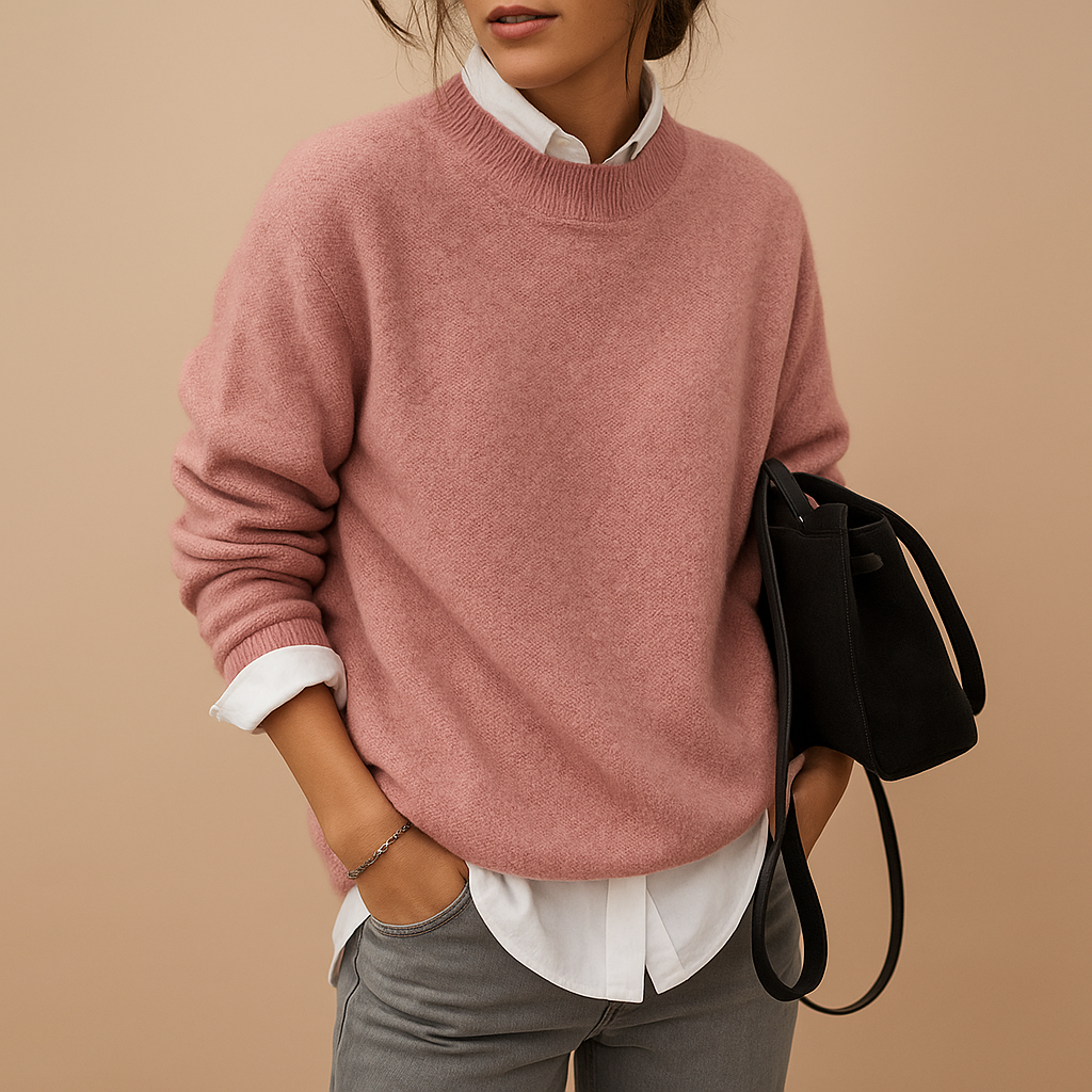Lina Women’s Cashmere Sweater – Long Sleeve Crewneck Pullover