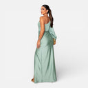 Women’s One Shoulder Dress Satin Elegant Side Slit Evening