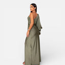 Women’s One Shoulder Dress Satin Elegant Side Slit Evening