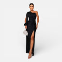 Celina – One Shoulder Asymmetric Dress with Side Slit