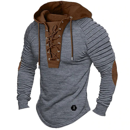 Xavier Men’s Hoodie – Lace-Up Long Sleeve Pullover